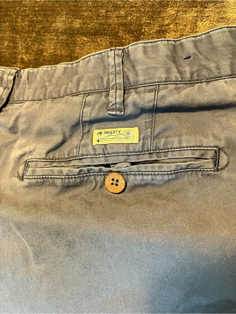 Faherty Slate Blue Classic Flat-Front Chino Shorts